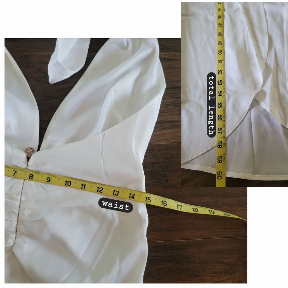 New Nookie Stella Satin Plunge Neckline Mermaid Sexy High Front Slit Gown Medium - Picture 16 of 16